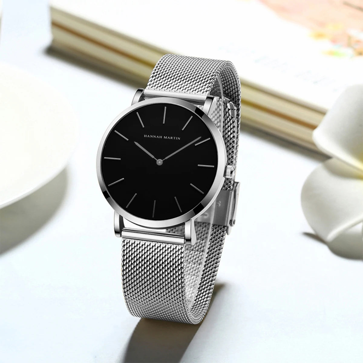 New Women Bracelet Watch 1 Set Japan Quartz Movement Simple Rose Gold Stainless Steel Mesh Student Watches Relogio Feminino