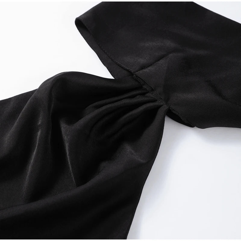 Sexy Satin Ribbon Party Dress Women Elegant Halter Backless Off Shoulder Sleeveless Female Dresses Summer Solid Robe Gown