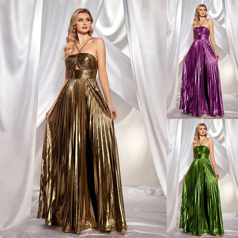 Luxurious Women Corset Party Cocktail Dress Sexy Off Shoulder Halter Folds Slit Guest Celebrity Long Dress Celebrity Prom Gown