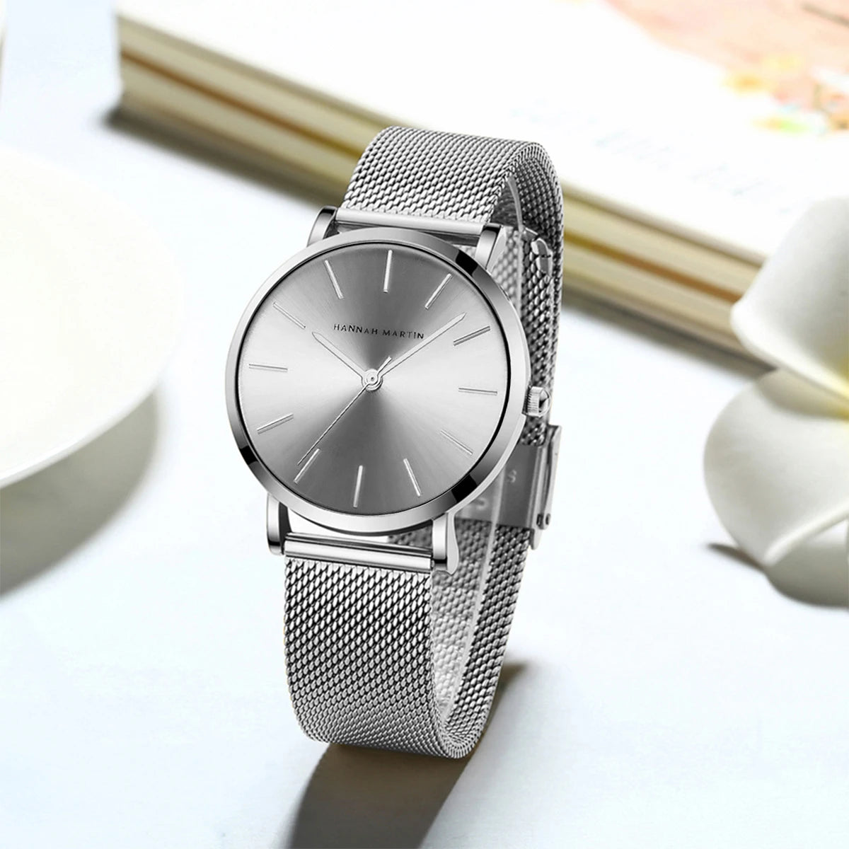 New Women Bracelet Watch 1 Set Japan Quartz Movement Simple Rose Gold Stainless Steel Mesh Student Watches Relogio Feminino