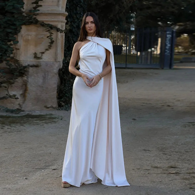 Sexy Satin Ribbon Party Dress Women Elegant Halter Backless Off Shoulder Sleeveless Female Dresses Summer Solid Robe Gown