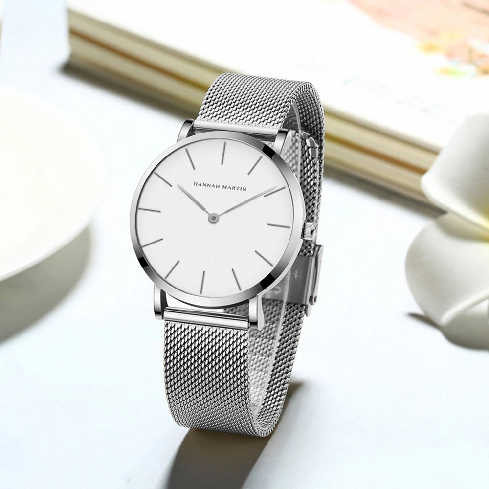 New Women Bracelet Watch 1 Set Japan Quartz Movement Simple Rose Gold Stainless Steel Mesh Student Watches Relogio Feminino