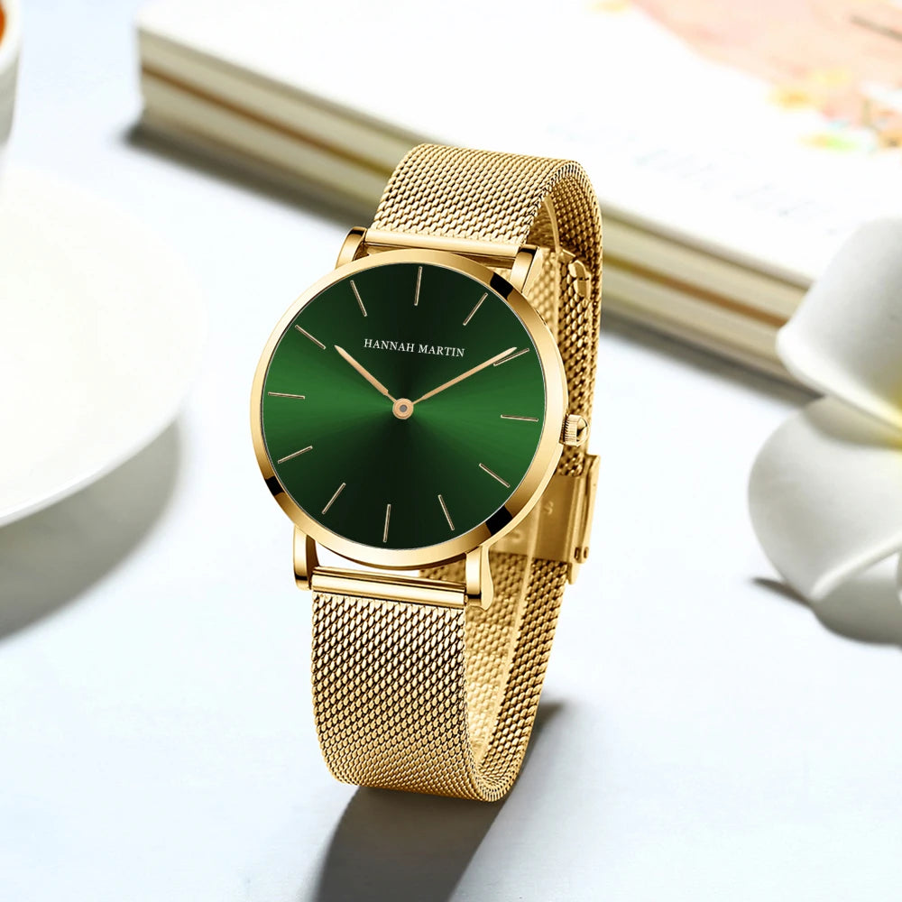 New Women Bracelet Watch 1 Set Japan Quartz Movement Simple Rose Gold Stainless Steel Mesh Student Watches Relogio Feminino