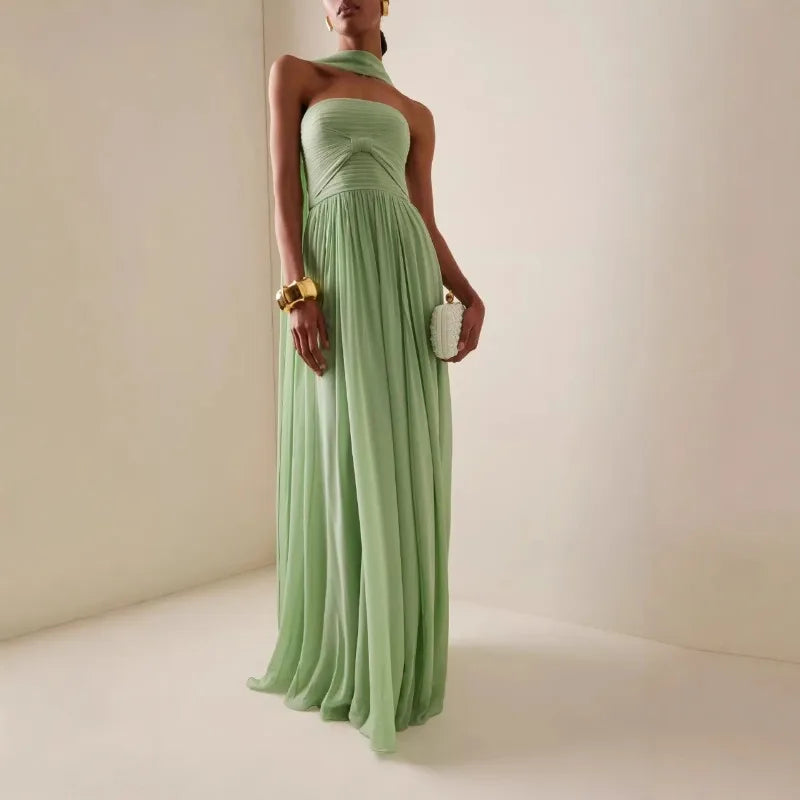 Luxurious Women Corset Party Cocktail Dress Sexy Off Shoulder Halter Folds Slit Guest Celebrity Long Dress Celebrity Prom Gown